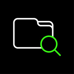 Fototapete - search folder vector icon in line style design for website, app, ui, isolated on black background. e