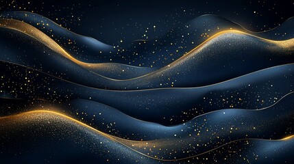 Wall Mural - Abstract gold waves dark background, elegant design, website banner