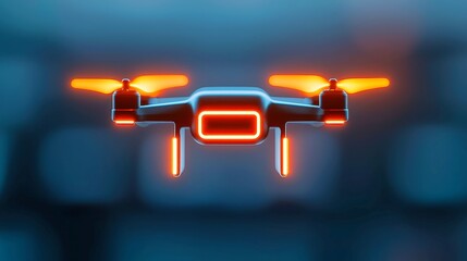 Poster - Drones in Action, autonomous delivery drones navigating flight paths, illuminating a digital display, showcasing cutting-edge innovation in a sleek, minimalist environment