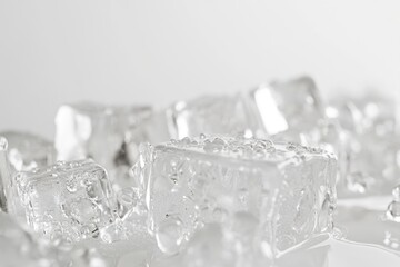 Poster - A collection of ice cubes sit atop a table, ready for use in various applications