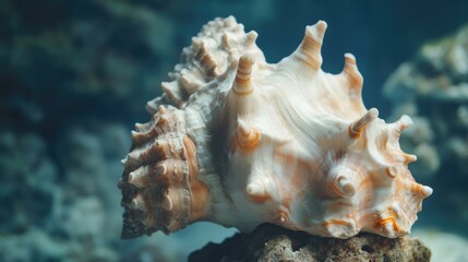 Poster - A close-up view of a shell resting on a rocky surface