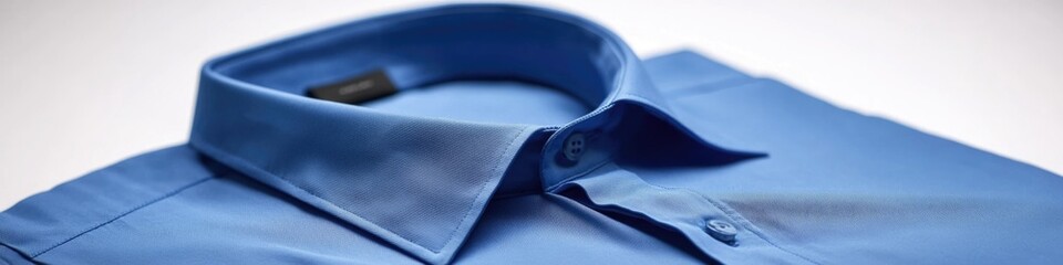 Poster - A close-up shot of a blue dress shirt with a subtle texture and sheen