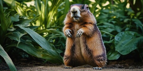 Poster - A small rodent stands upright, possibly seeking food or observing surroundings