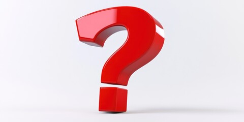 Poster - A bright red question mark symbol on a clean white background, suitable for use in educational or design contexts