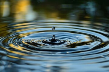 Poster - Water droplet falling and creating concentric ripples on a water surface