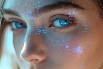 Poster - A close-up shot of a woman's face with a unique, high-tech design