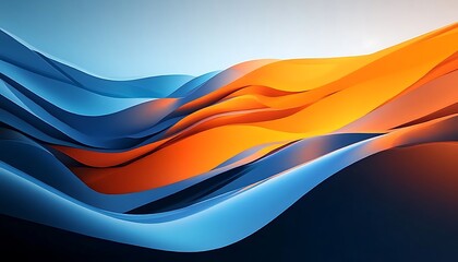 Leinwandbilder - Elegant blue and orange abstract wave wallpaper, abstract orange and blue background ,


