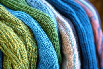 Poster - A colorful stack of sweaters, perfect for decoration or storage