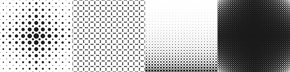 Poster - abstract geometric halftone circle pattern set