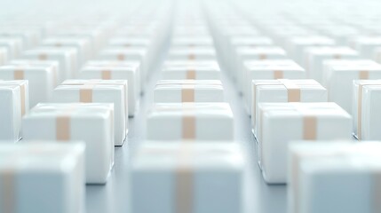 Poster - Airport Freight Hub, bustling with thousands of parcels organized neatly, conveyor belts in motion, minimalist environment, efficient logistics in action
