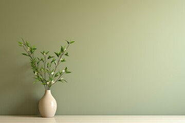 Poster - Minimalist interior design with simple vase and plant branches creating a calm and serene atmosphere