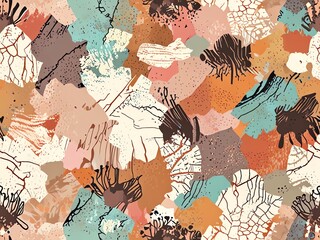 Wall Mural - abstract artistic composition: earthy tones and textured brushstrokes