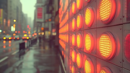Poster - Wall of traffic lights with abstract sparkles in realistic photography setting