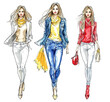 © prawiroz - Three stylish women in different outfits jeans jackets and accessories perfect for fashion blogs and websites