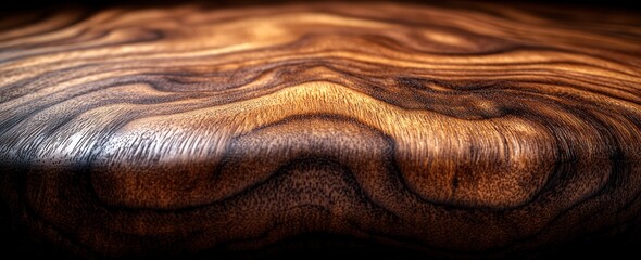 Wall Mural - Polished Walnut Wood Surface Texture Grain Patterns Natural Light