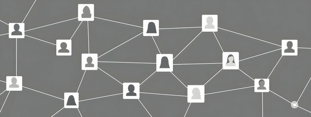 Poster - Minimalist network of interconnected people on a grey background