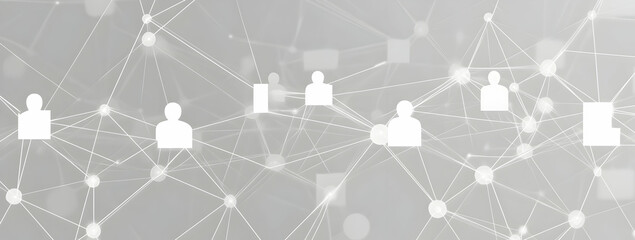 Poster - Minimalist network of interconnected people on a grey background