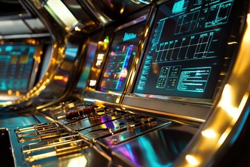 Poster - A close-up view of a control panel in a room