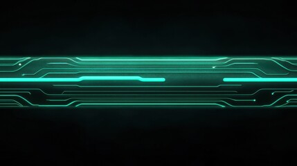 Poster - A sleek, futuristic design featuring glowing turquoise lines on a dark background, reminiscent of digital technology and circuits.