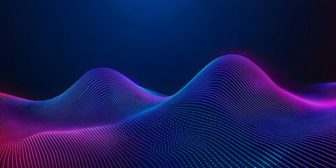 Poster - Abstract background with blue and purple gradient lines in an isometric grid