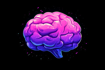 Poster - neon brain on black background 3d rendering