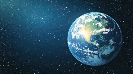 Wall Mural - glowing planet earth with starry sky in the background