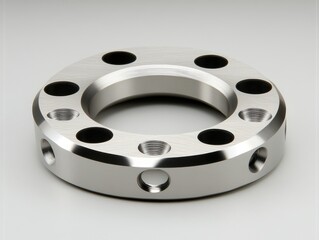 Poster - Stainless steel ring with holes realistic photography and cad manufacturing design