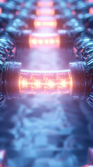 Poster - Futuristic technology with glowing energy conduits and intricate details