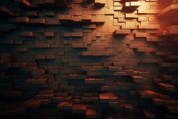 Poster - Extruded cubes form an abstract 3d surface, highlighted with orange accents, creating a visually striking background