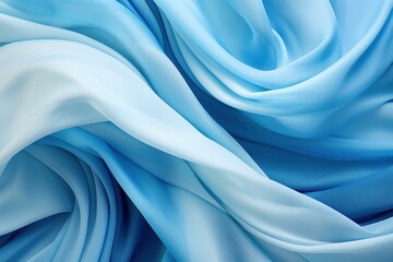 Poster - Light blue fabric texture background, flowing and waving with highlights and shadows