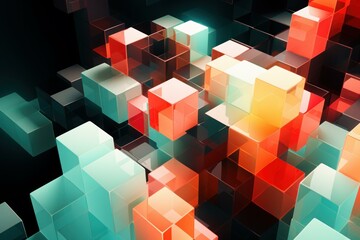 Leinwandbilder - Abstract background design created with colorful cubes forming a modern and stylish composition