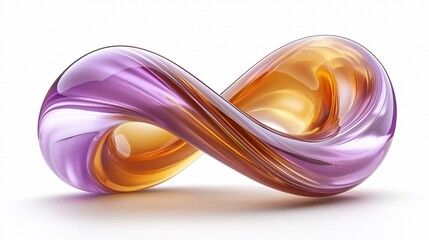 Aufkleber - Abstract infinity symbol, glass, purple-orange swirl, white background, design element