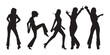© Kaium007 - silhouettes of woman dancing people vector set.