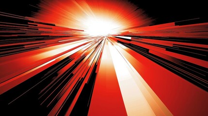 Poster - Dynamic Light Paths in Abstract Illustration with Bold Red and Black Colors