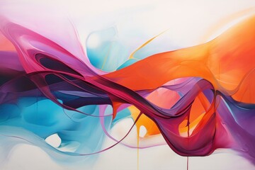 Poster - Abstract painting with vibrant colors and flowing shapes, creating a sense of dynamic movement and energy