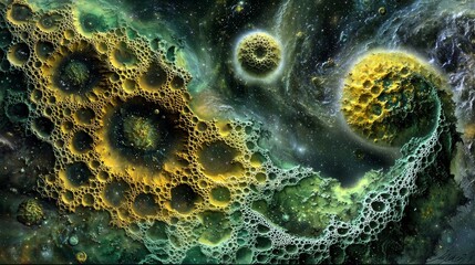 Poster - Celestial Patterns Depicted in Vibrant Tech-Style Artwork and Design