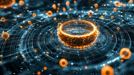 Poster - Abstract Illustration of Complex Systems with Digital Particles and Circles