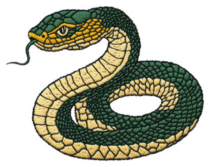 Wall Mural - PNG A cobra in embroidery style reptile snake decorative.