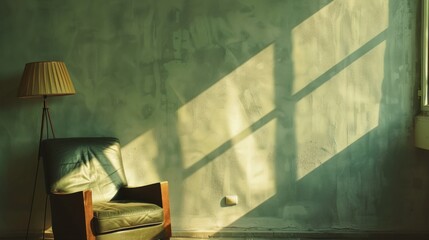 a quiet room with modern furniture and no one present.