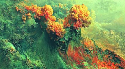 Poster - Vibrant Abstract Illustration of Entropy and Order in Contrasting Colors