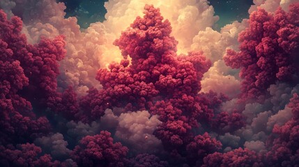 Poster - Evocative Digital Landscape Exploring Molecules and Colorful Clouds