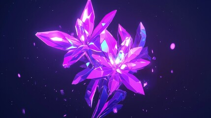 Poster - Luminous Digital Art of Geometric Crystal Flower Representations