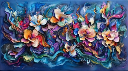 Poster - Vibrant Cosmic Colors Illustrating Radiation and Luminous Floral Patterns