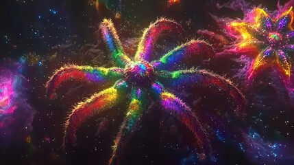 Poster - Vibrant Quantum Entanglement Scene with Colorful Digital Cosmic Elements