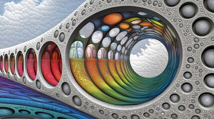 Poster - Radiant Abstract Representations of Harmonics in Colorful Design Patterns
