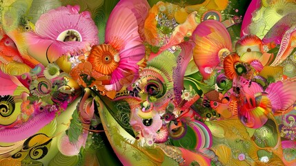 Poster - Surreal Data Visualization Paths with Vibrant Branching Patterns