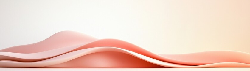 Poster - Soft, flowing waves of coral and beige create a serene and abstract background, evoking calmness and tranquility.