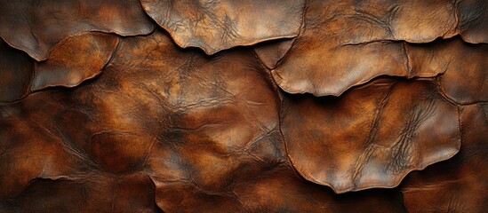 Poster - Brown textured leather background with natural creases and folds suitable for various design applications Copy Space