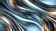 © Alfath - Abstract metallic silver and gold flowing waves background.