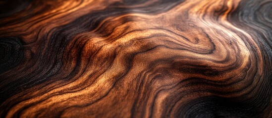 Wall Mural - Intricate Walnut Wood Texture Close-Up with Natural Grain Patterns and Warm Lighting